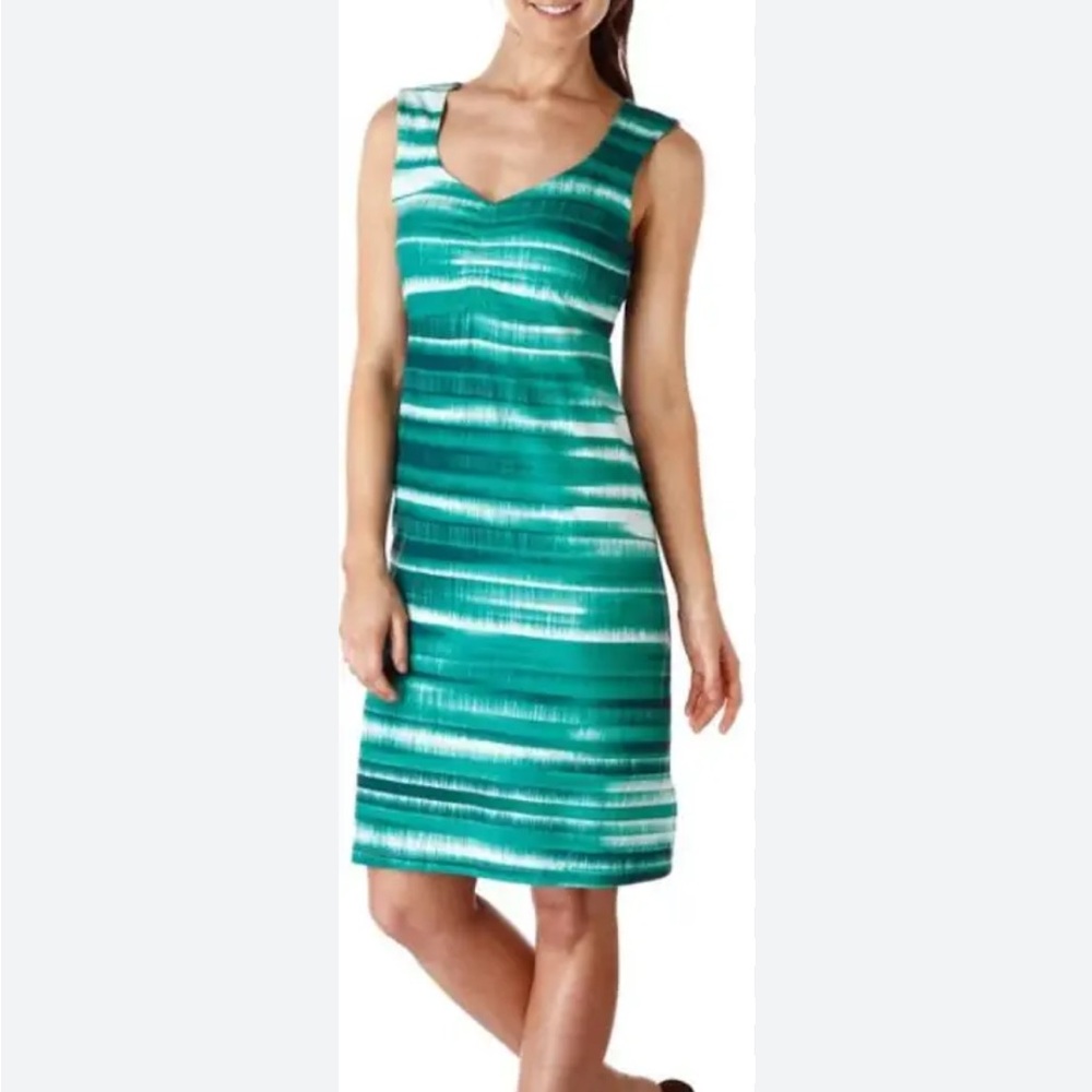 Prana Dress Size Small Teal Blue Sunset Viana Casual V-Neck Sleeveless Stretch